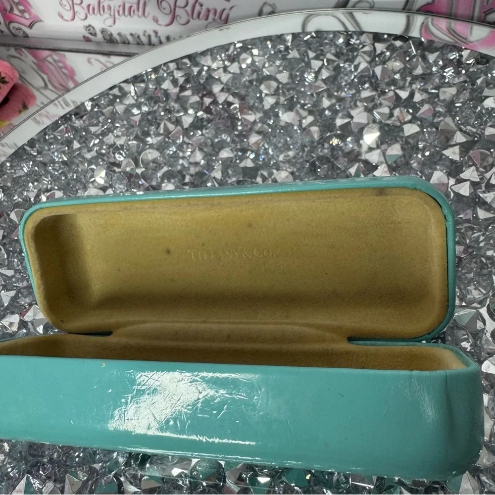 Tiffany & co glasses case sunglasses reading glasses blue turquoise cream inside